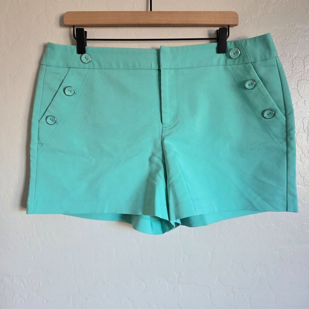 Elle Sailor Button High-Rise Shorts Mint Green Women's 14 Nautical Summer Spring